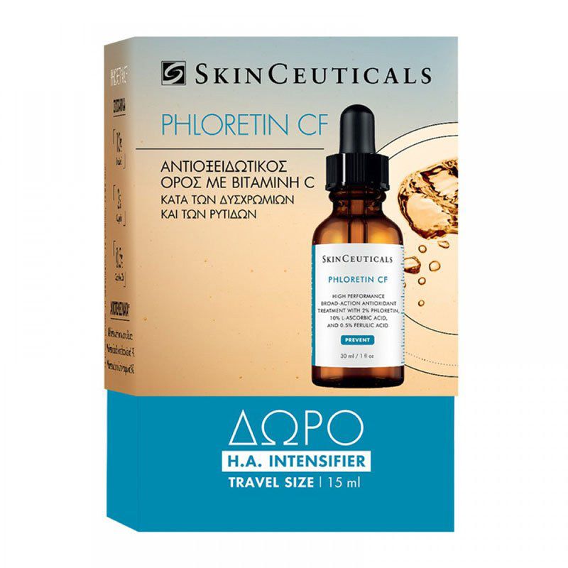 SkinCeuticals Phloretin CF το πρωί, με 10% βιταμιίνη C για φωτεινότερο και πιο ομοιόμορφο χρωματικό τόνο & Δώρο H.A. Intensifier Serum Ορός με Υαλουρονικό Οξύ 15ml